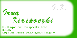 irma kiripoczki business card